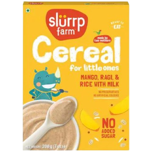 Slurrp Farm Cereal, Ragi, Rice and Mango with Milk, Instant Healthy Food