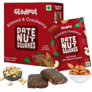 Gladful Almond Cranberry Date Nut Square